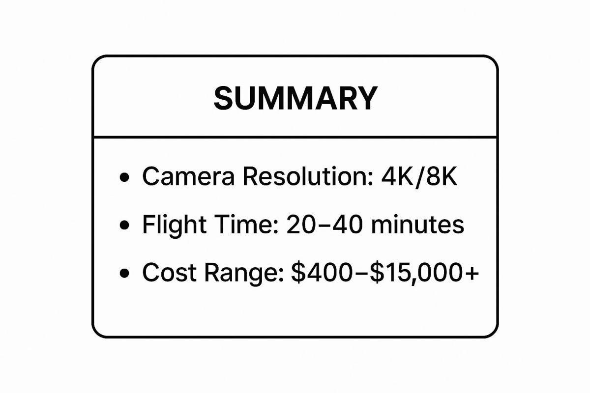 Infographic showing key data about Aerial Photography and Videography