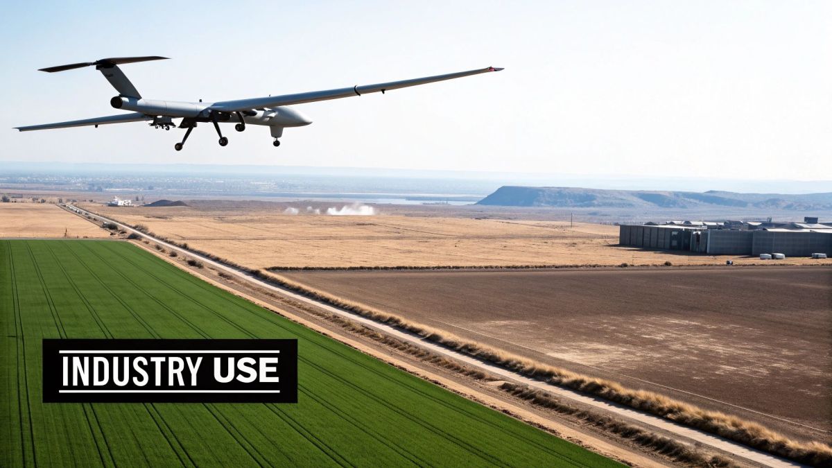 A long range drone flying over a vast, rugged Australian landscape.