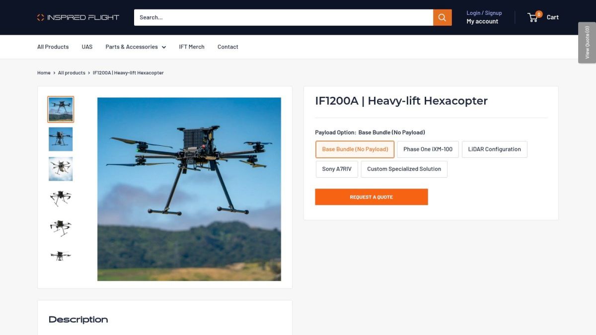 Inspired Flight – IF1200A Heavy Lift Blue UAS