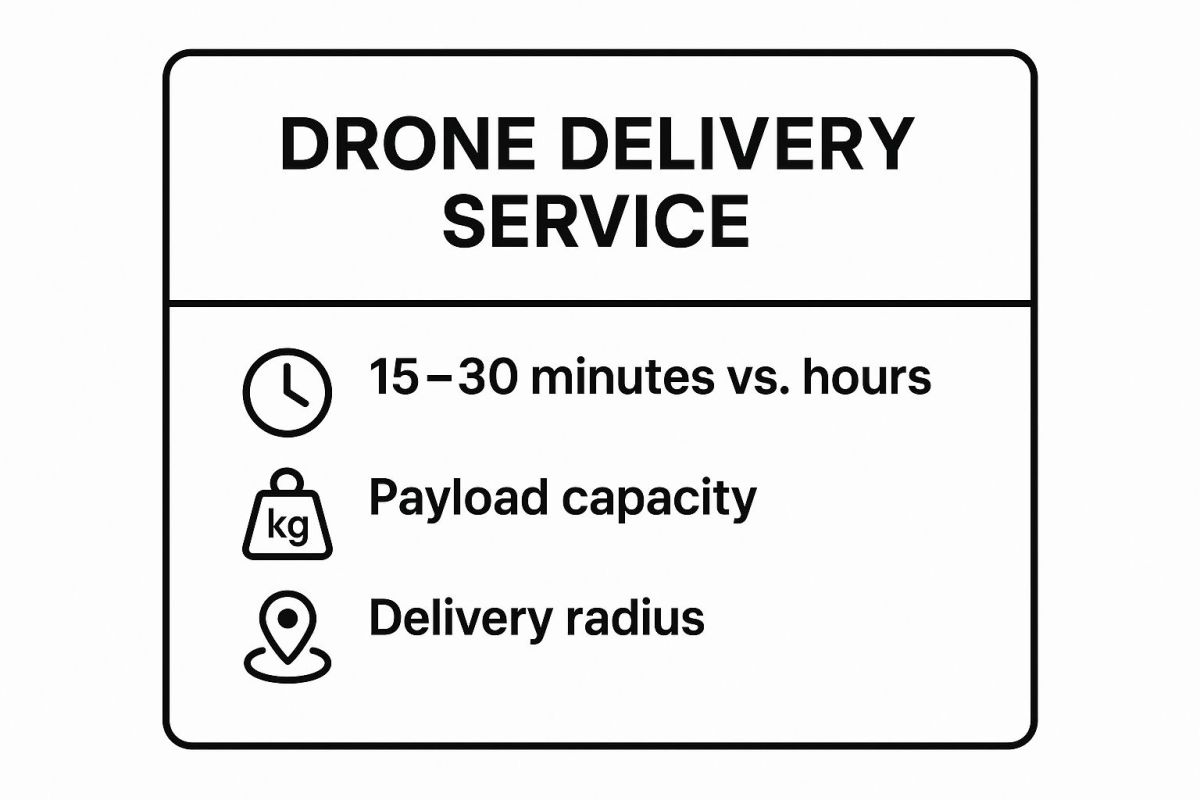 Infographic showing key data about Drone Delivery Service