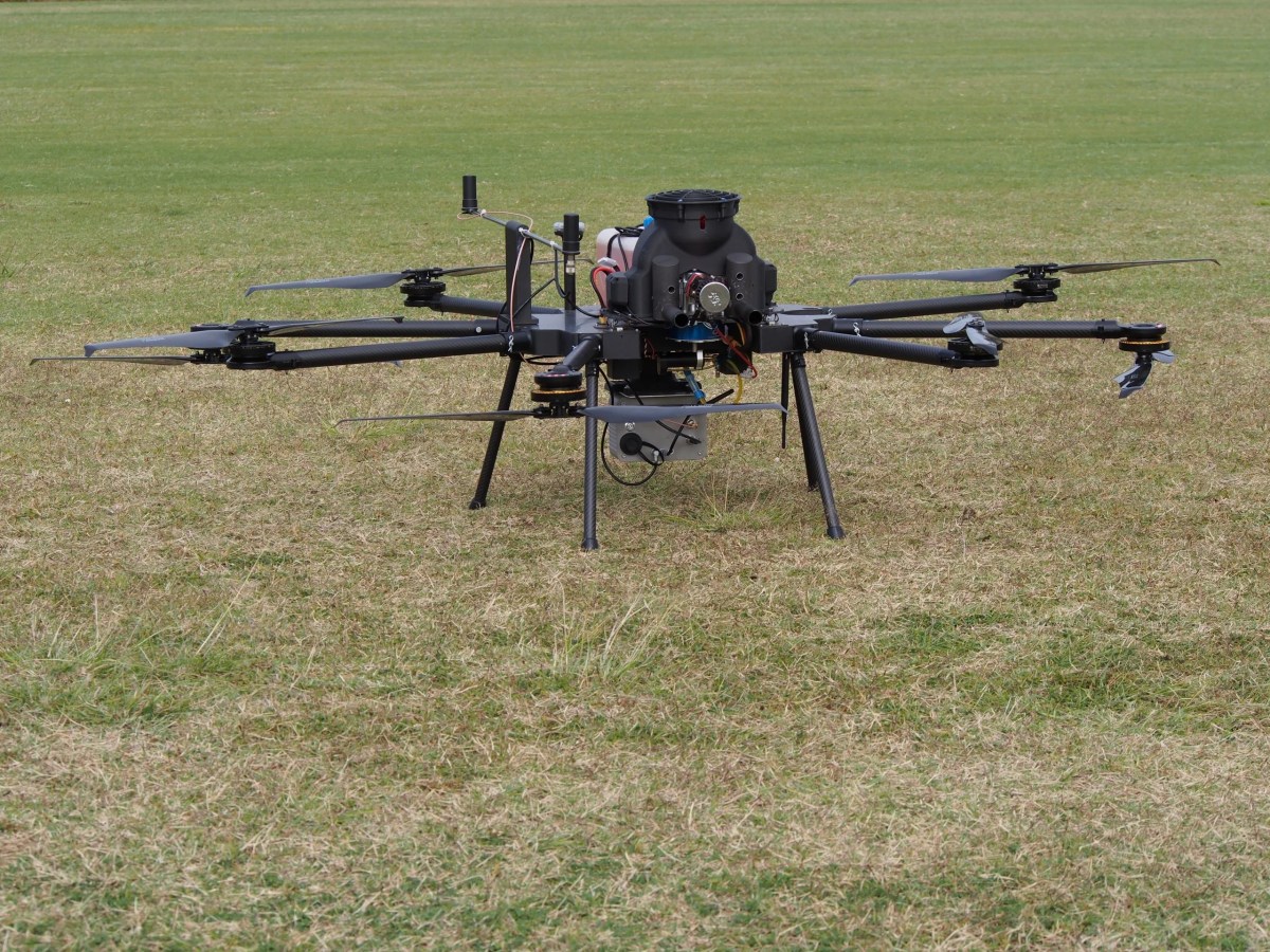 Image of Innoflight International's electric/hybrid ScanLift Orbit UAV with Klau Brumby LiDAR payload.